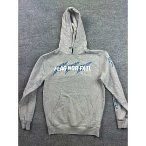Flag Nor Fail Hoodie Mens Small Gray Graphic Logo Pullover Sweatshirt